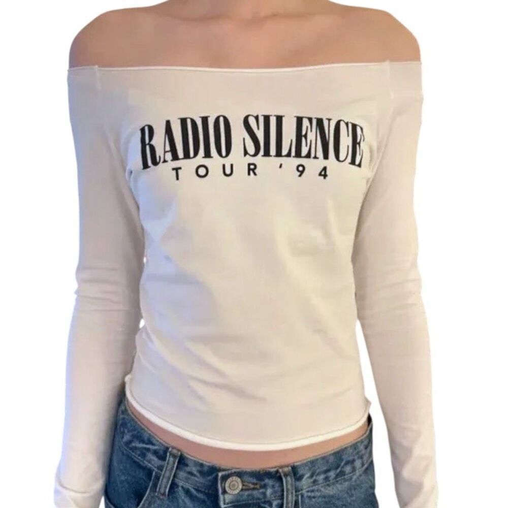 JOHN GALT Radio Silence Tour '94 Y2K Aesthetic Off Shoulder Long SLeeve Top